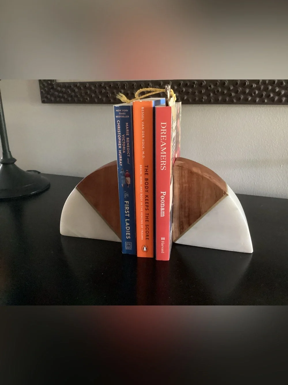 Project 62 Curved Wood/Marble Gold Bookends by Target (Set of 2)